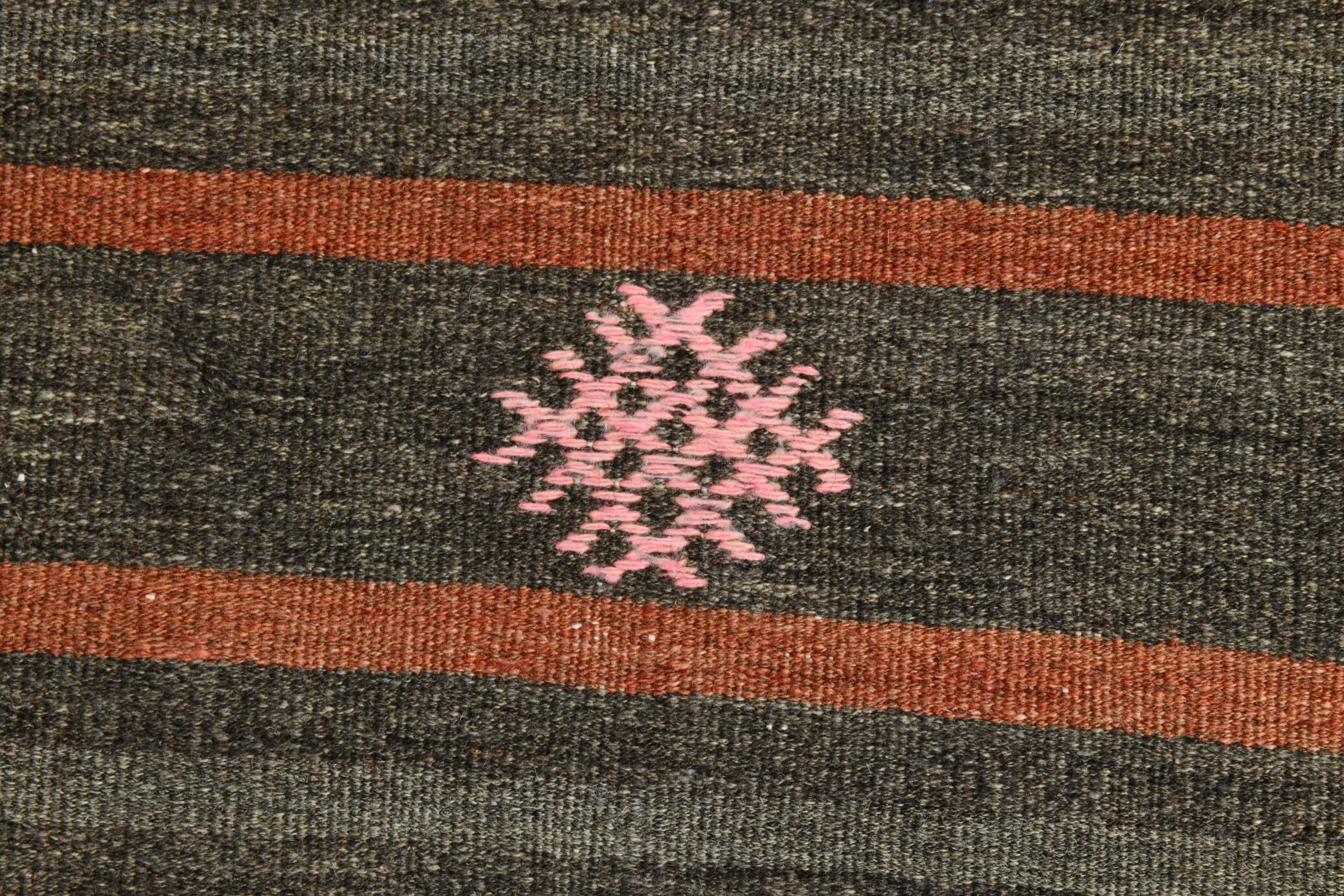 6x9 Green & Red Striped Pattern Kilim Area Rug, 175x266Cm