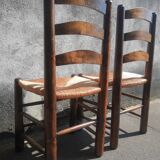 Pair of brutalist wood mulched chairs