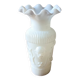 Antique vase in large white fairground opaline, vintage France