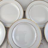Lot de 12 assiettes dessert en porcelaine double liseré doré Ligne Hôtesse