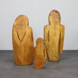 Sculpture Group “Family in Wood” by Roland Lavianne, 1970s