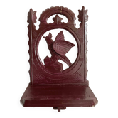 19th century carved wooden bird wall shelf