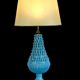 1.05 m pineapple lamp in turquoise ceramic on a gilded wooden base from the 1950s