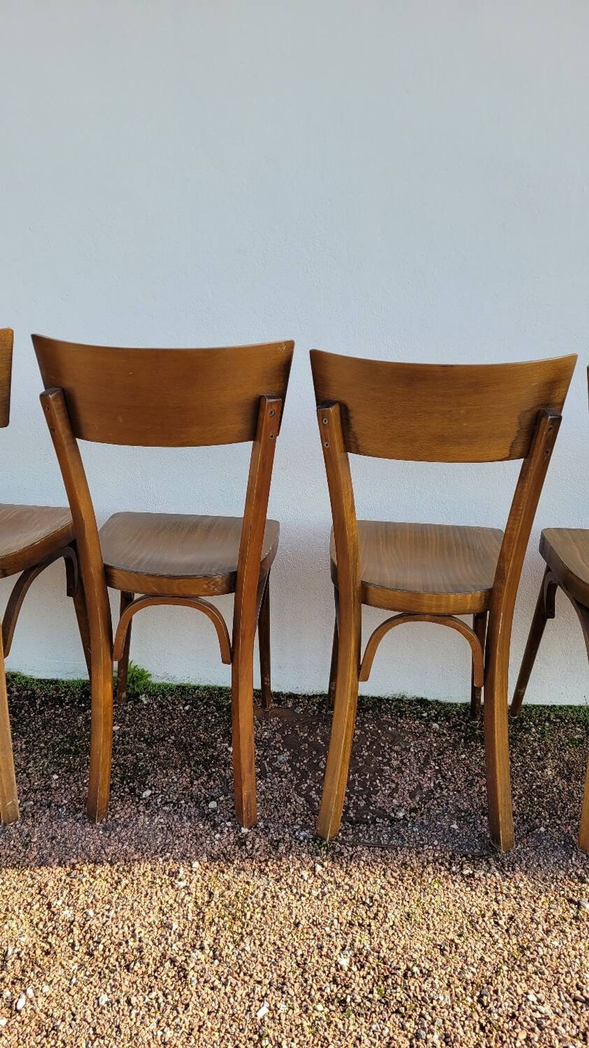Series of 6 vintage old restaurant bistro chairs - 1950s