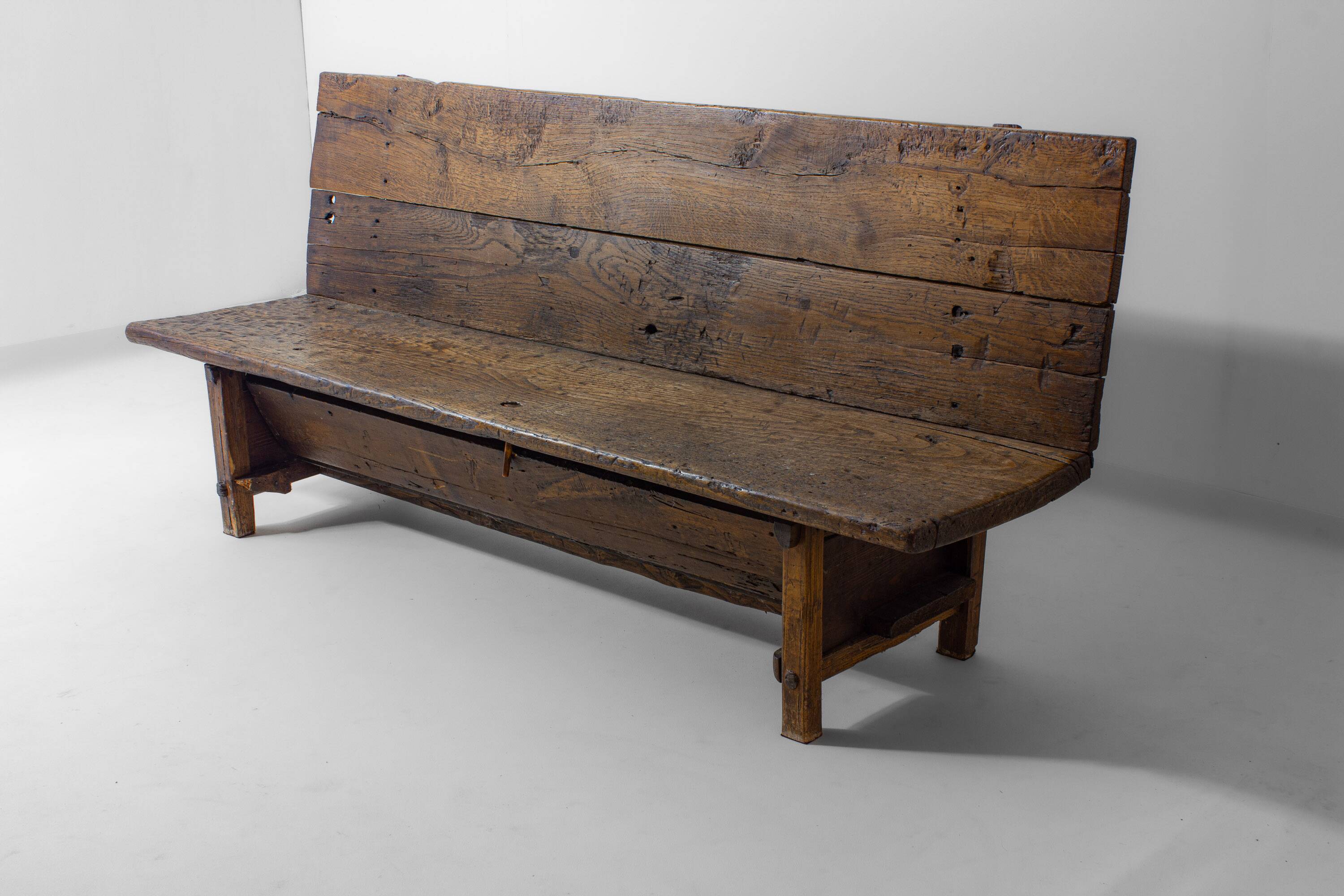 Early 1900s Art Populaire French fermette bench