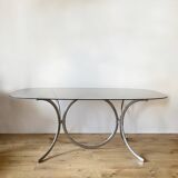 Chrome and oval glass table from the 70s