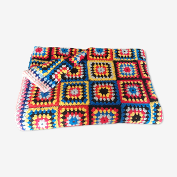 Vintage crochet plaid cover