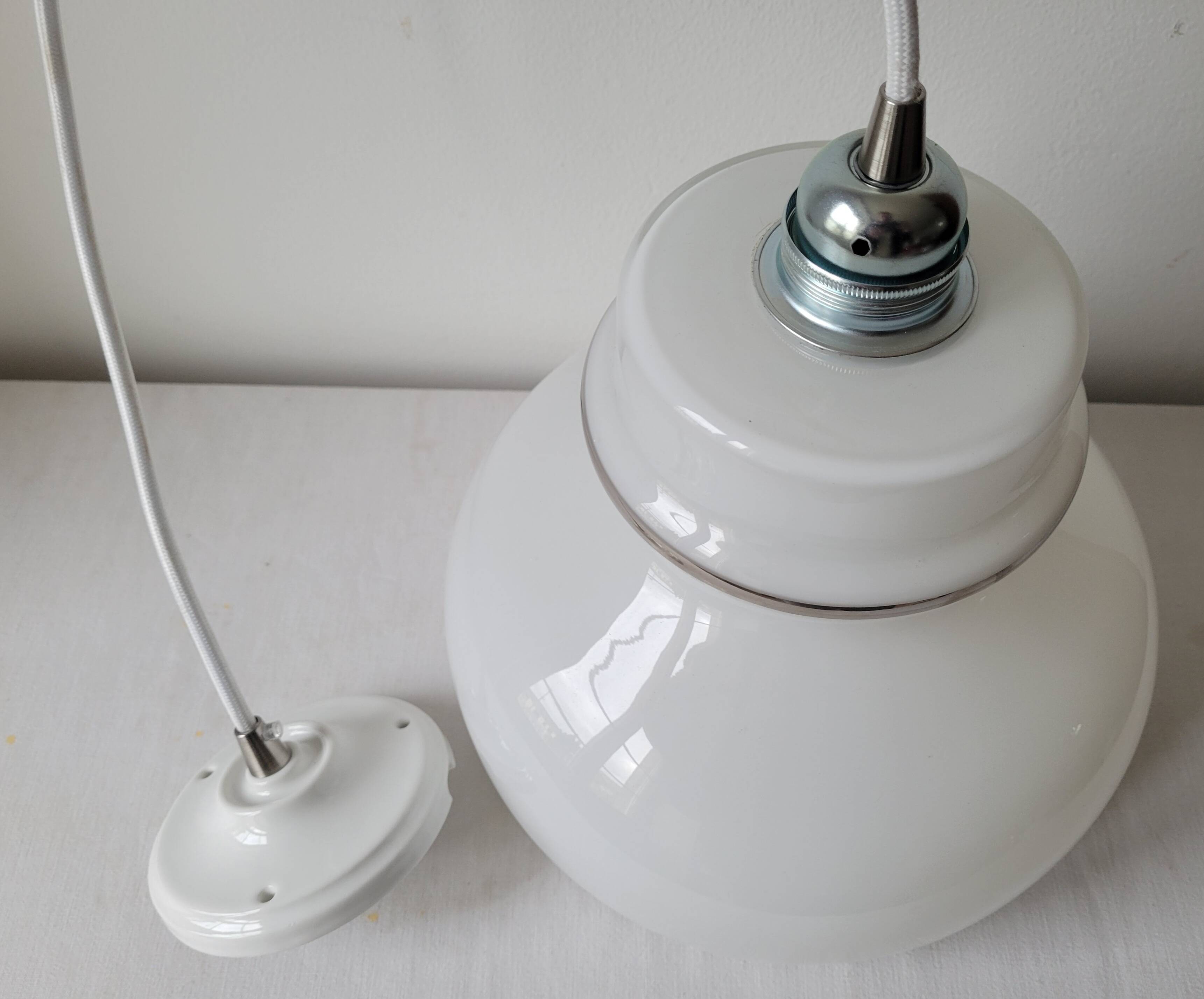 White opaline pendant light