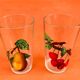 2 decorated glasses Pear / Cherry Reims France