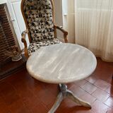 Patinated wooden pedestal table
