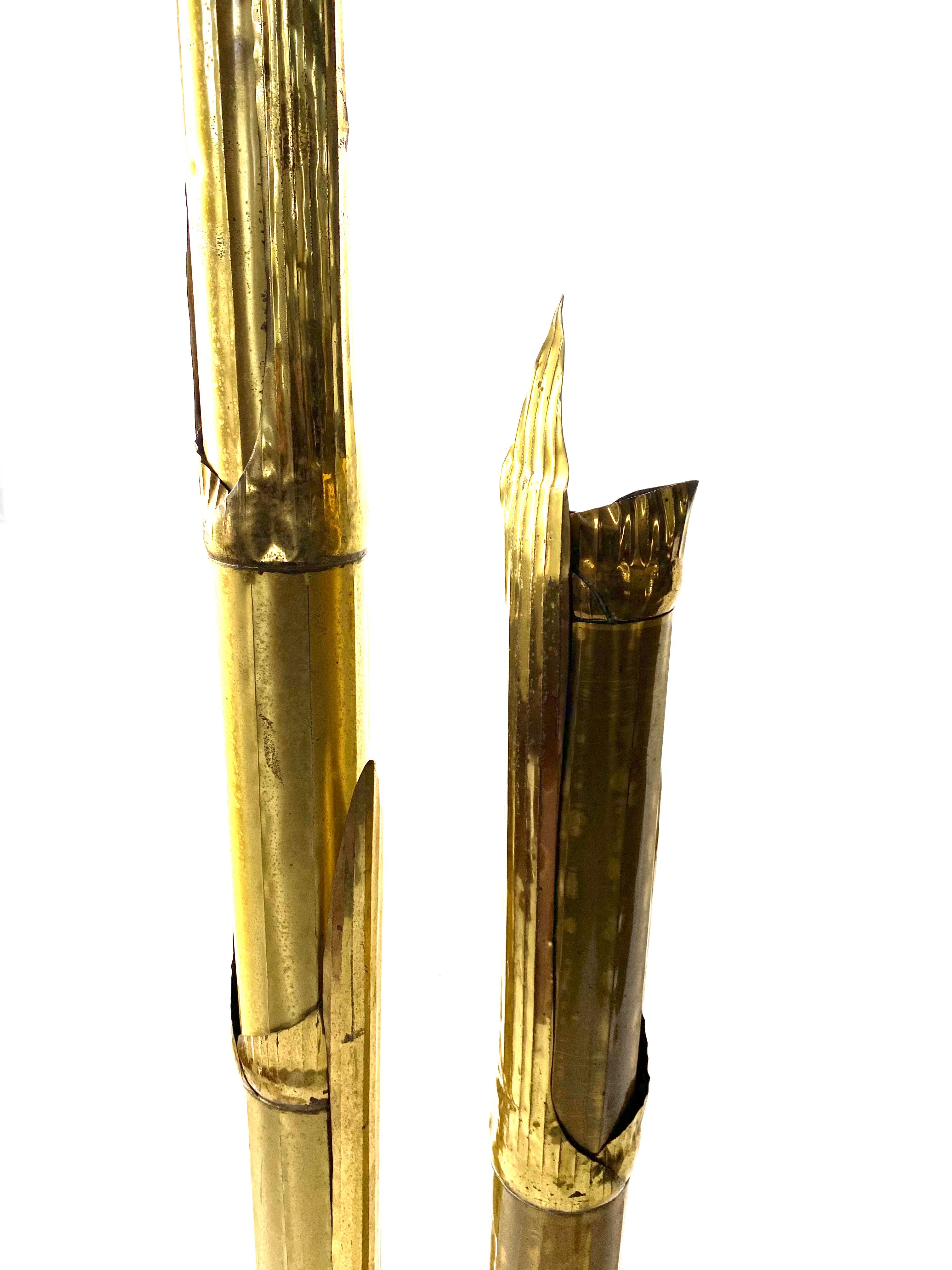 Pair of lampposts "Canna di Bambù" created by G&C studio and Disegno Rome, Italy, 1970