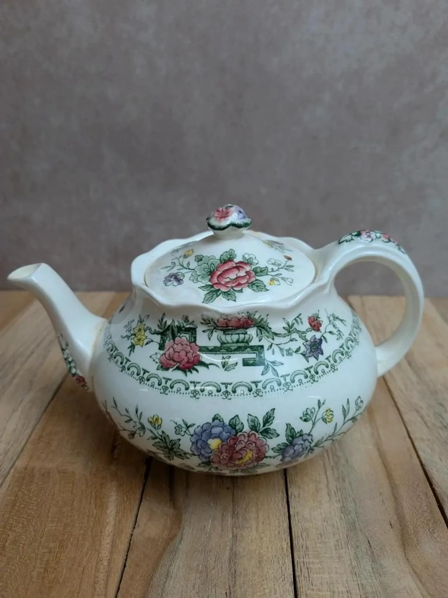 Vintage teapot and milk jug set Crown Ducal Chinese Garden – England