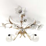 Wall lamp flowers metal white and golden Masca Italy
