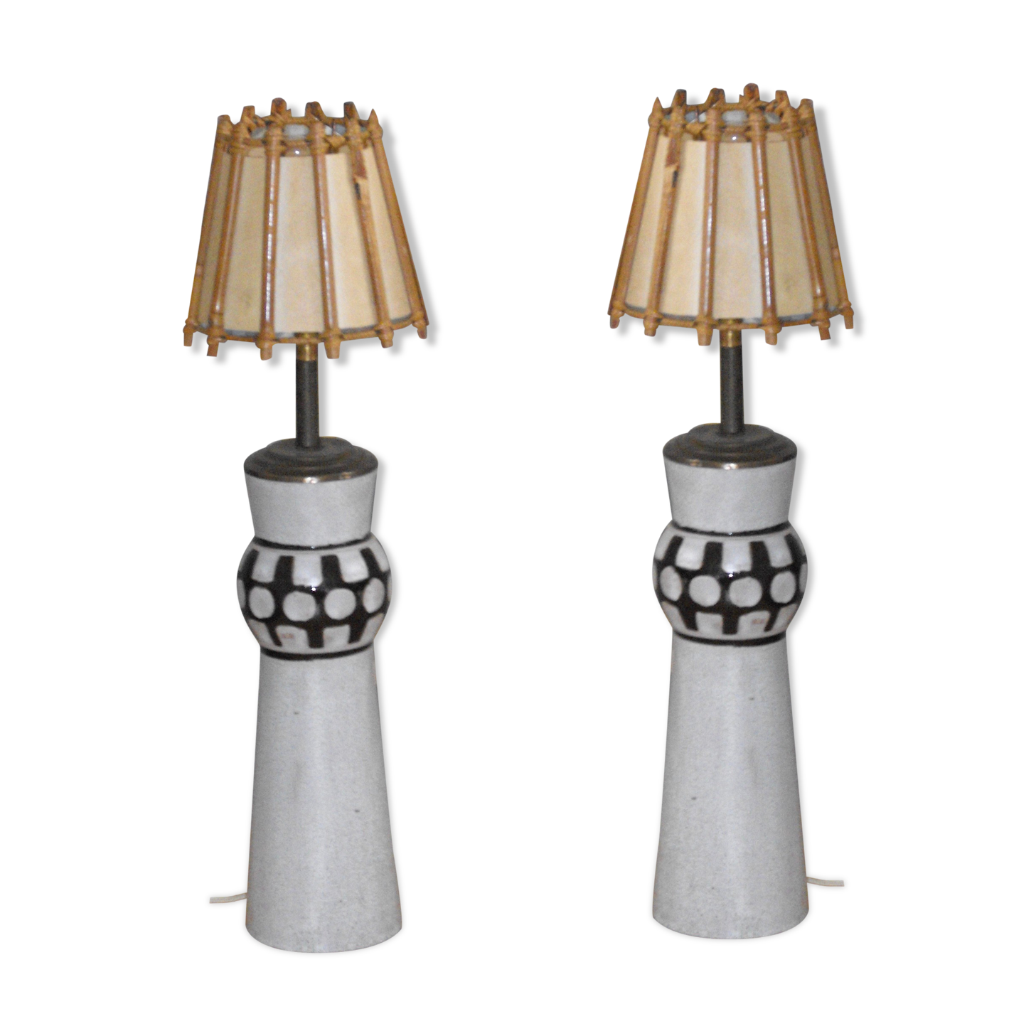 A pair of italian ceramic table lamps 1960