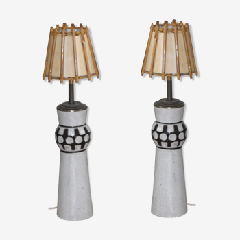 A pair of italian ceramic table lamps 1960