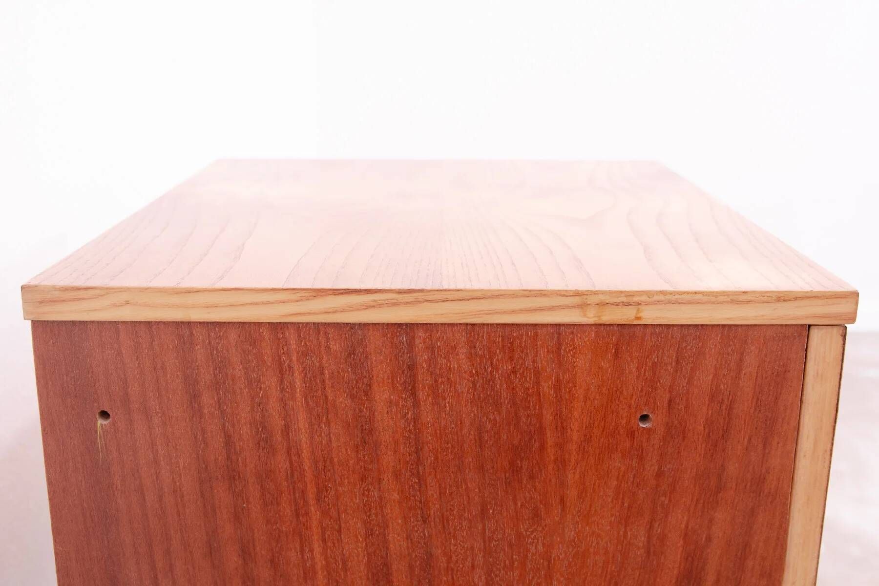 Mid-century bedside table by UP Závody, walnut nightstand with storage