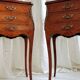 Louis XV French bedside tables with floral marquetry, 1940s, set of 2