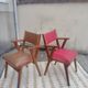 Set 7 chaises et 2 fauteuils bridge vintage chêne+simili