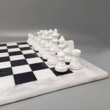 1970s Gorgeous Black and White Chess Set in Volterra Alabaster Handmade Mad
