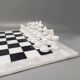 1970s Gorgeous Black and White Chess Set in Volterra Alabaster Handmade Mad