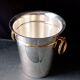 Orfevrerie Vuillermet - champagne bucket in silver metal and golden handles