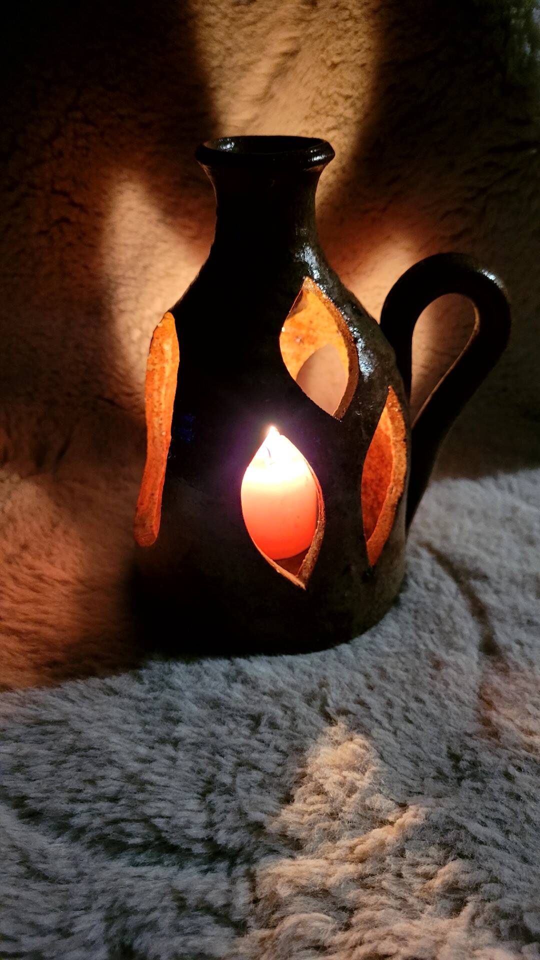 Vintage stoneware candle holder