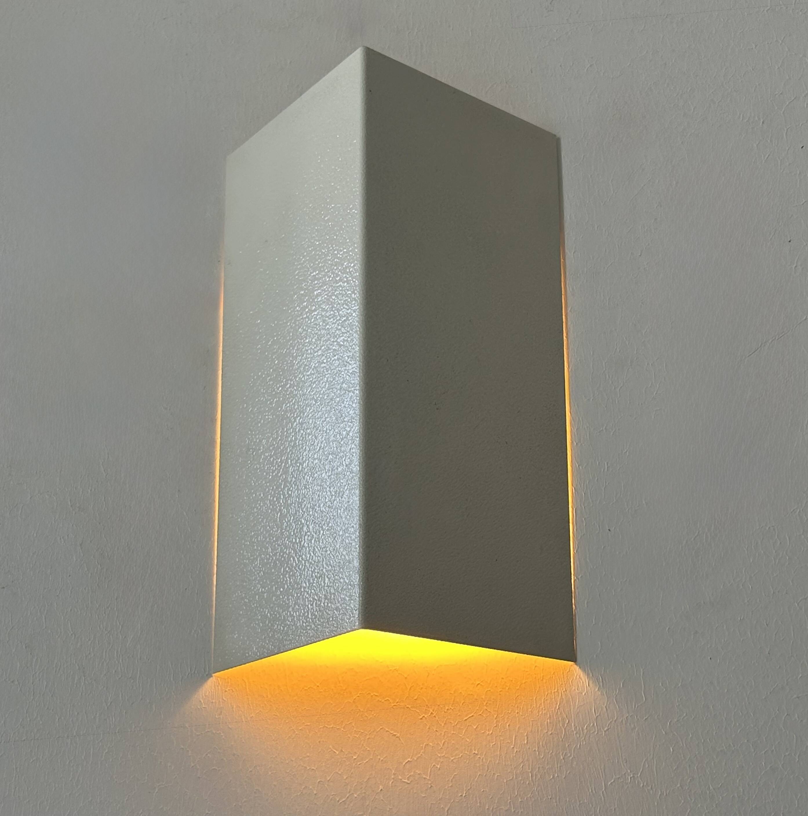 Pair of vintage wall lights, matte white metal, France 1970.