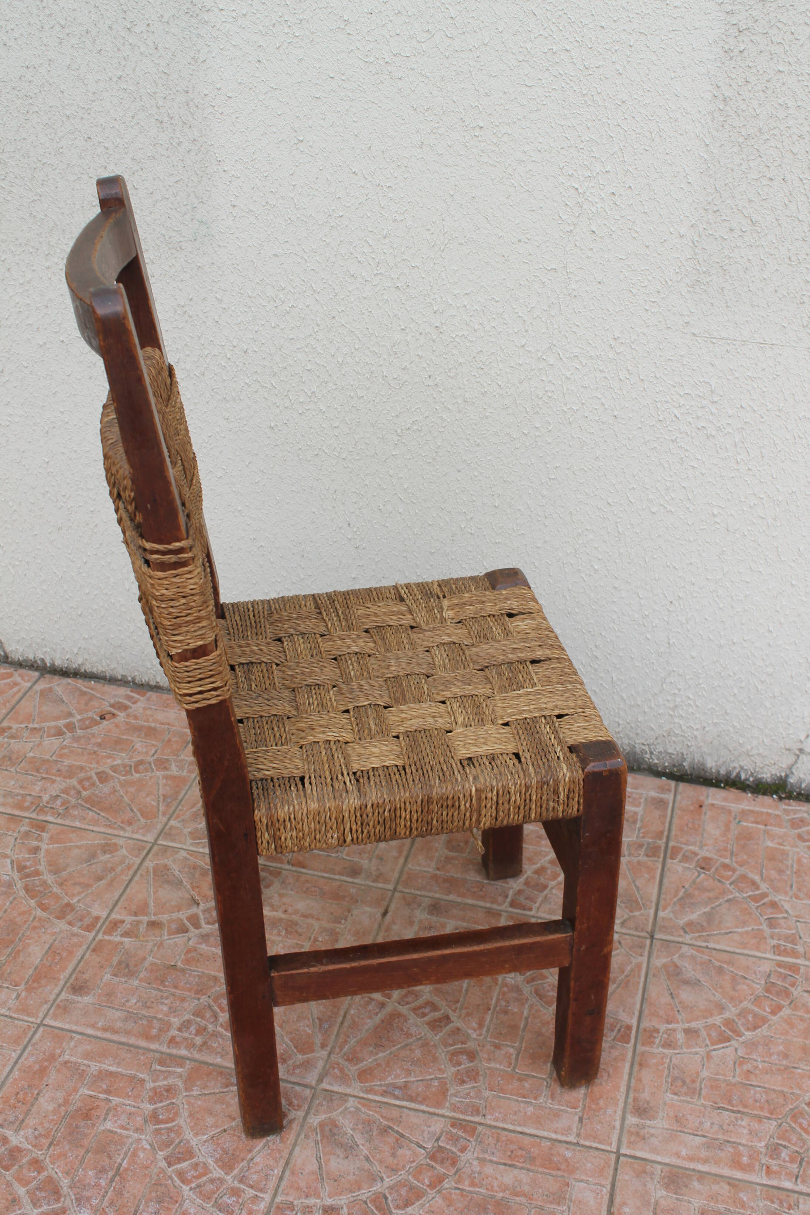 Cord and wood chair