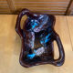 Coupe Centre De Table VALLAURIS Céramique Marron & Bleu Vintage #E172