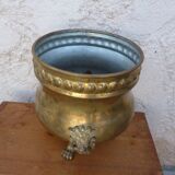 Antique lion heads brass pot cover