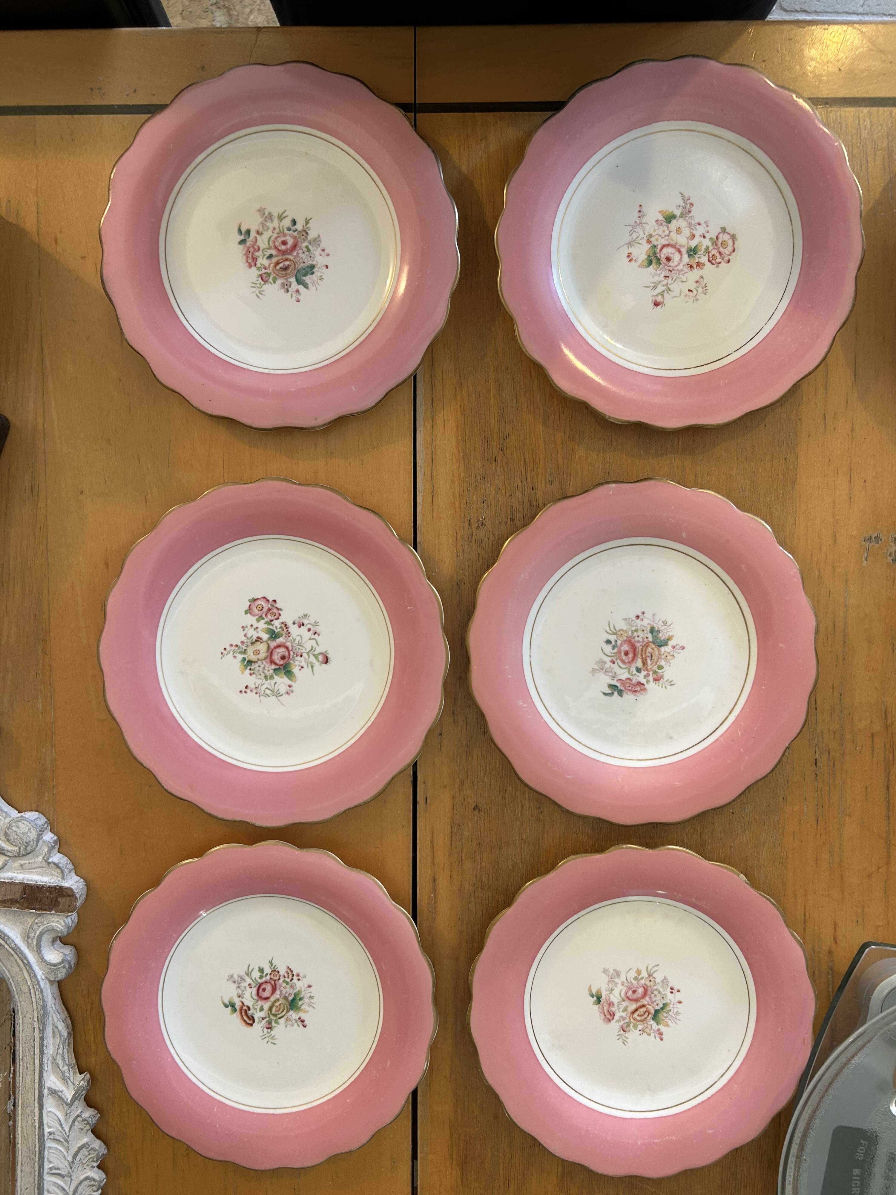 Vintage dessert service / antique in porcelain in colour