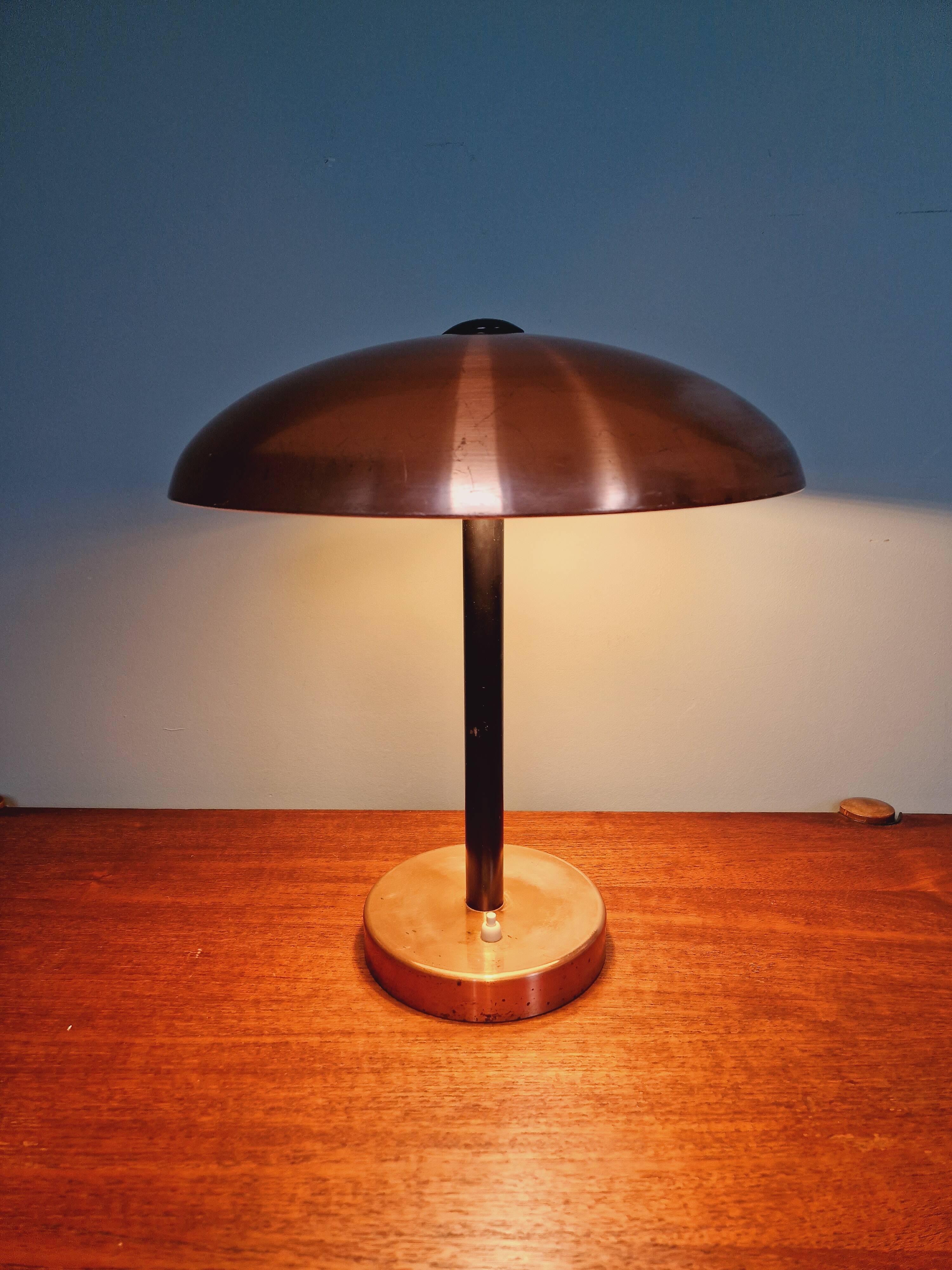 Large copper desk lamp, 1950s
