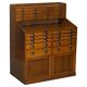 Antique English Art Deco furniture in hand-carved oak, 26 drawers.