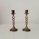 Twisted vintage candlestick in enamelled solid brass