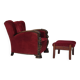 1950s, Danish armchair with footstool, furniture velour, ash wood.