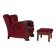 1950s, Danish armchair with footstool, furniture velour, ash wood.