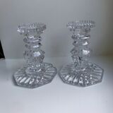 Pair of molded glass candle holders 50-60s