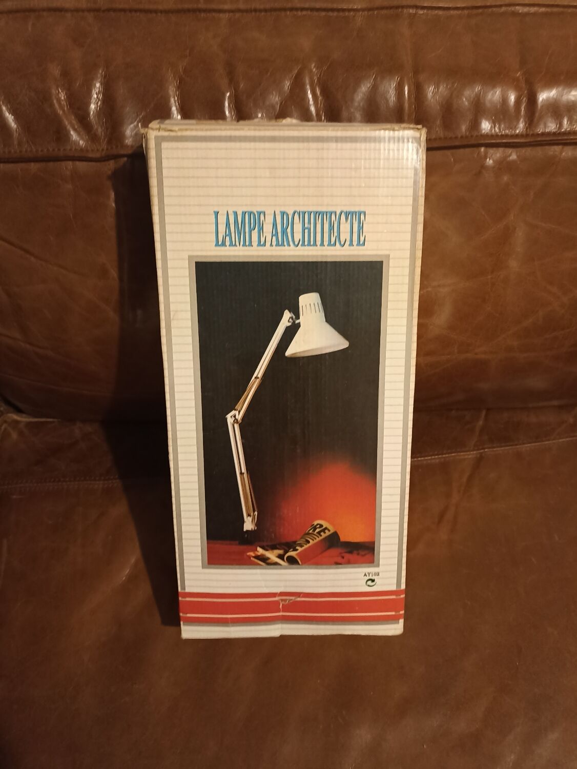 Black vintage architect lamp in its box