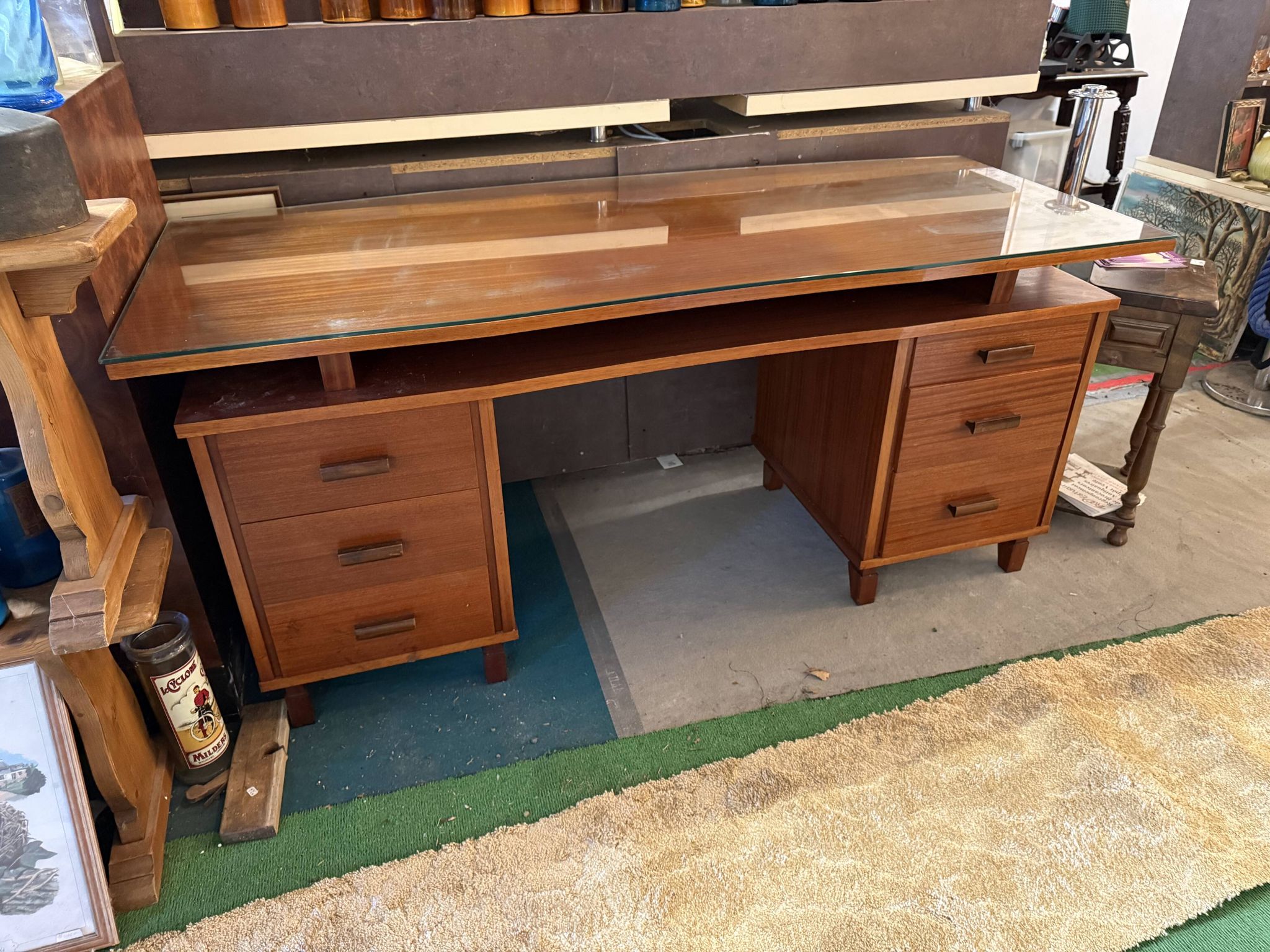 Scandinavian desk with a glass top