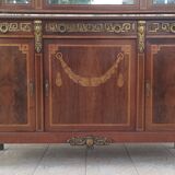 Louis XVI 2-part sideboard in mahogany veneer and precious wood marquetry
