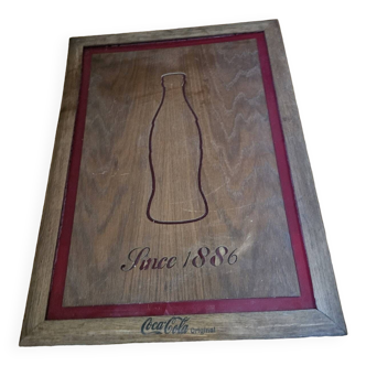 Enseigne lumineuse vintage Coca cola en bois