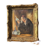 Vintage Mid-Century Alchemist Oil Painting