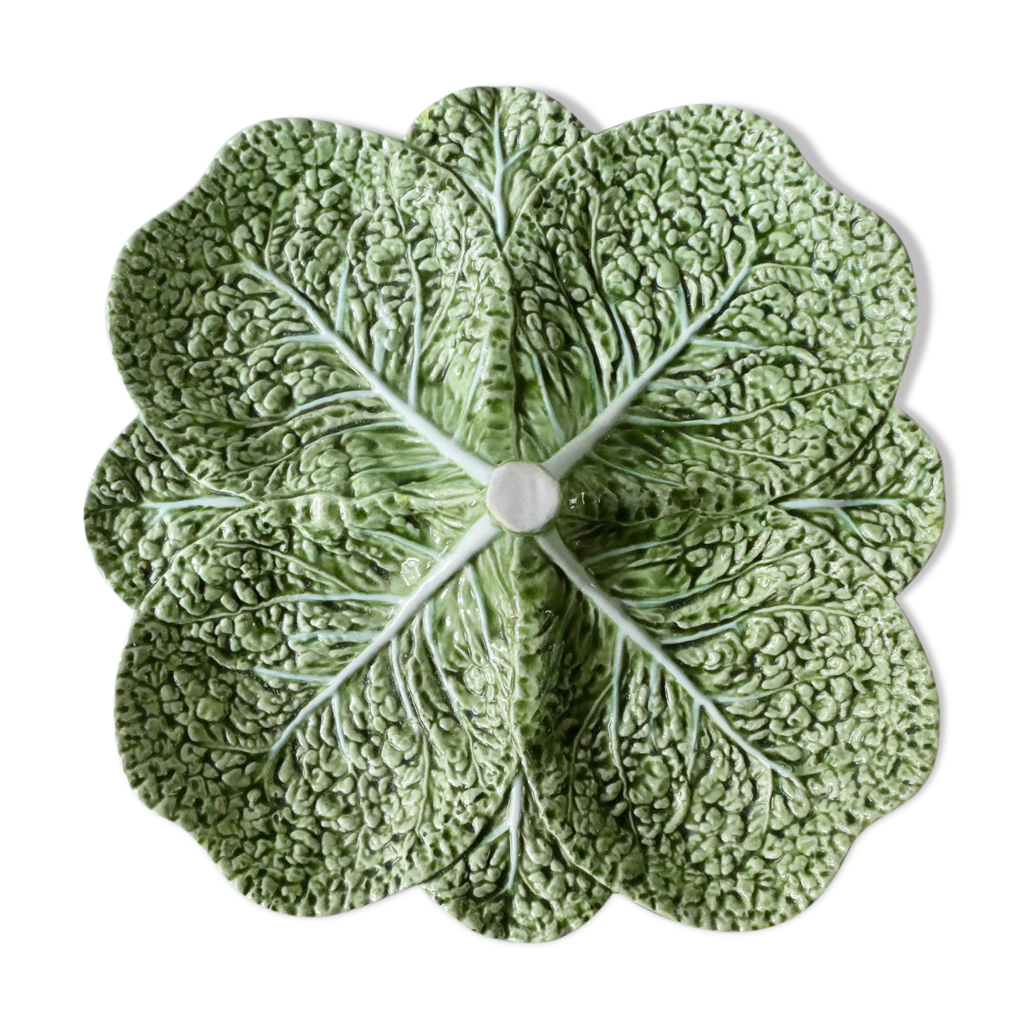 Four-wheeled cup in dabbling, cabbage leaves, Bordallo Pinheiro