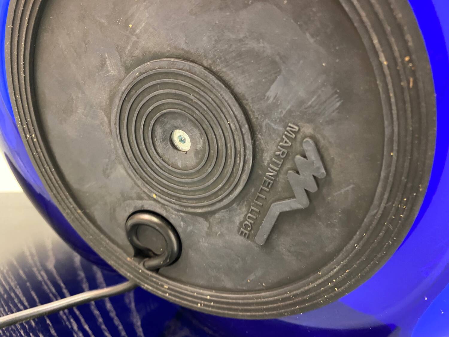 Modern Italian Space Age Blue Foglia 634 Martinelli Table Lamp, by Elio Martinelli for Martinelli Luce, 1969