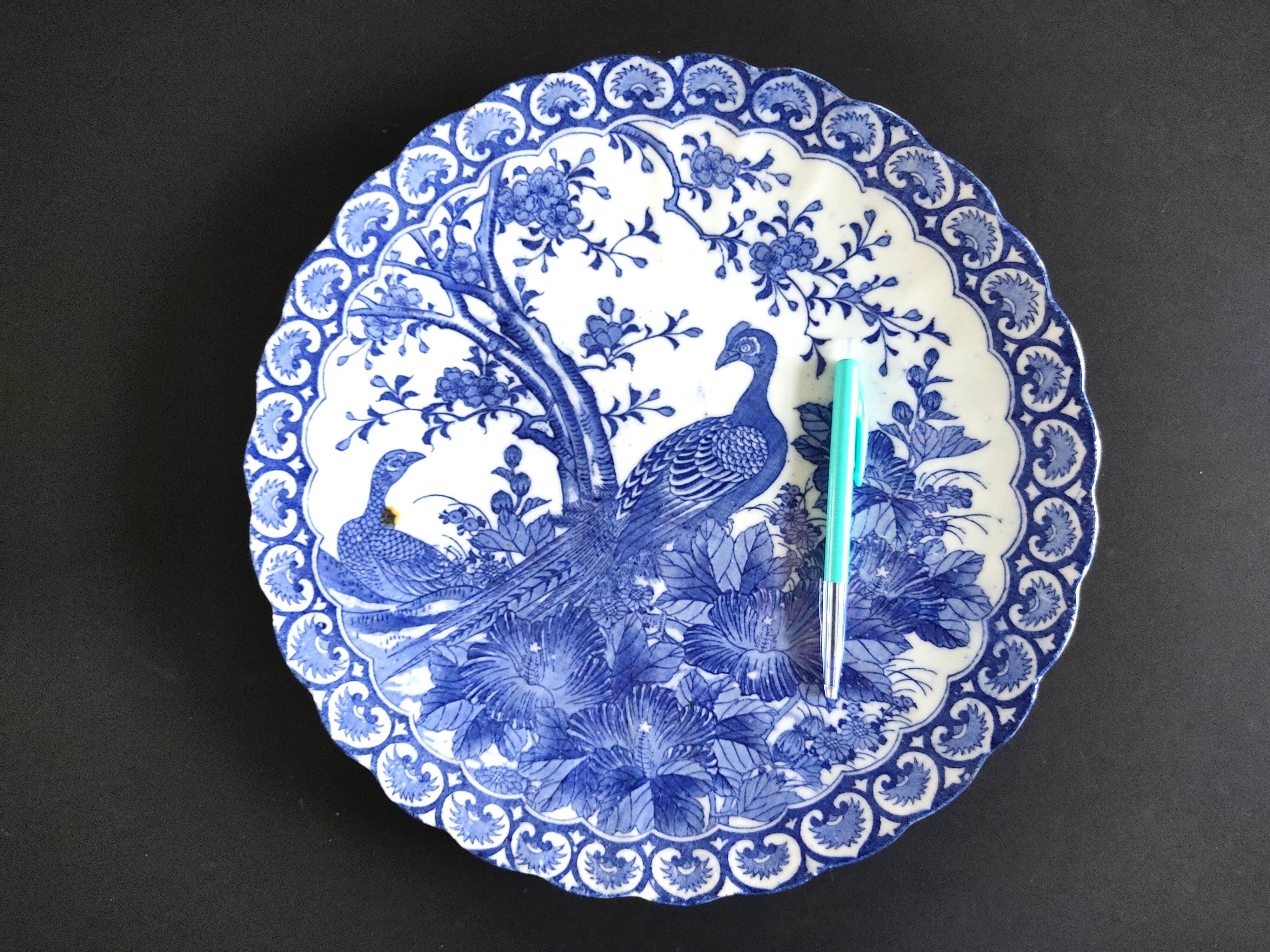 Japanese porcelain dish blue birds