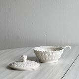 Small sugar bowl or condiment box, white porcelain Boch