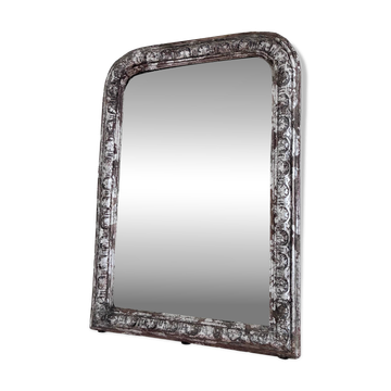 Miroir en bois doré argenté Louis Philippe français antique – fin du 19e siècle