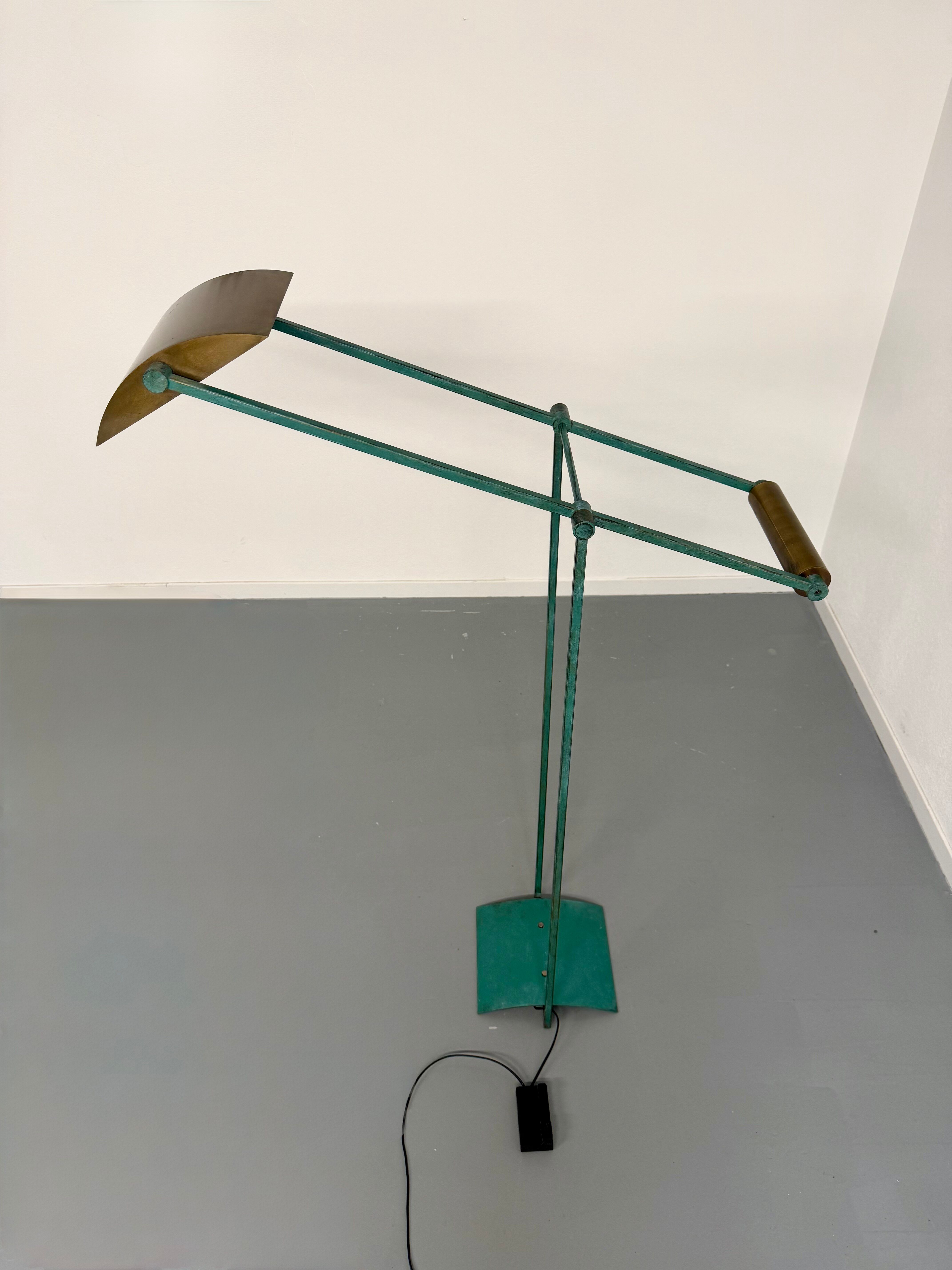 Postmodernist 1980s vintage metal halogen lamp