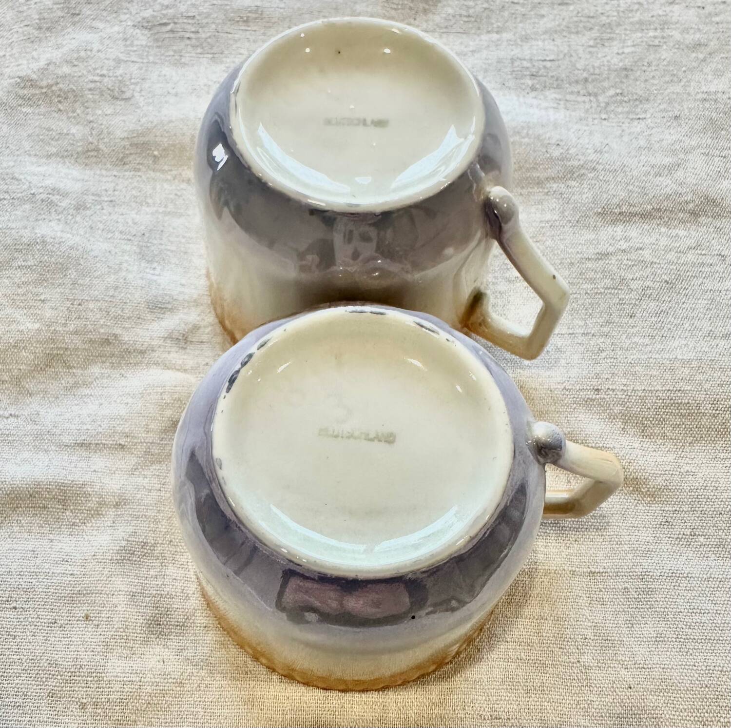 Set of 2 stamped mugs, agricultural theme