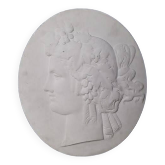 Fronton profil de dame bas relief en platre